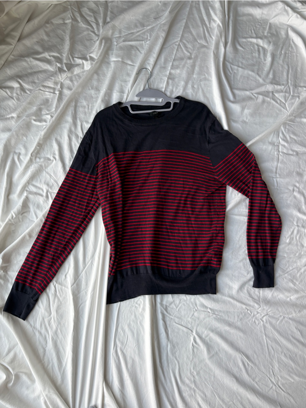 J. Crew Men's Red & Black Striped Long-Sleeve Crew Neck Underwear Top